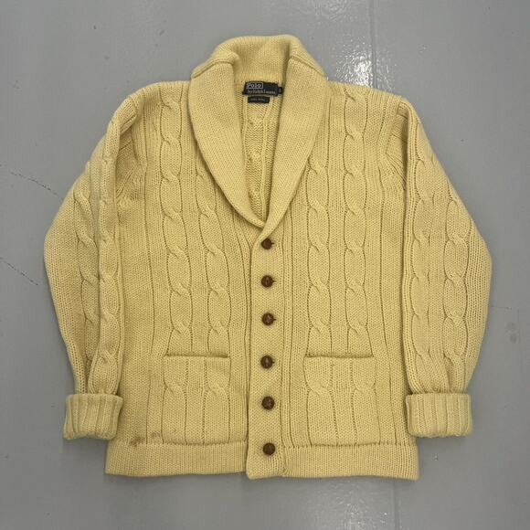 Vintage Polo Ralph Lauren Cable Knit Shawl Collar Cardigan - Picture 1 of 4